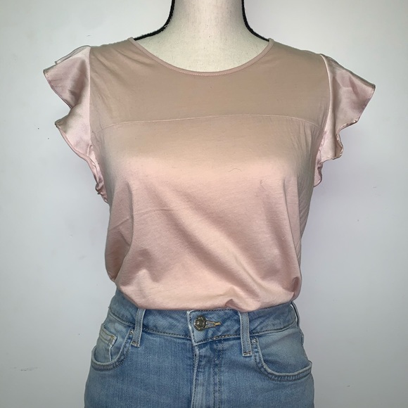 J. Crew Tops - J.Crew Ruffle Sleeve Blouse, Blush Pink